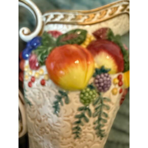 Fitz & Floyd Classics Embossed Fruit Pitcher Handcrafted Ceramic Decor - Picture 6 of 6